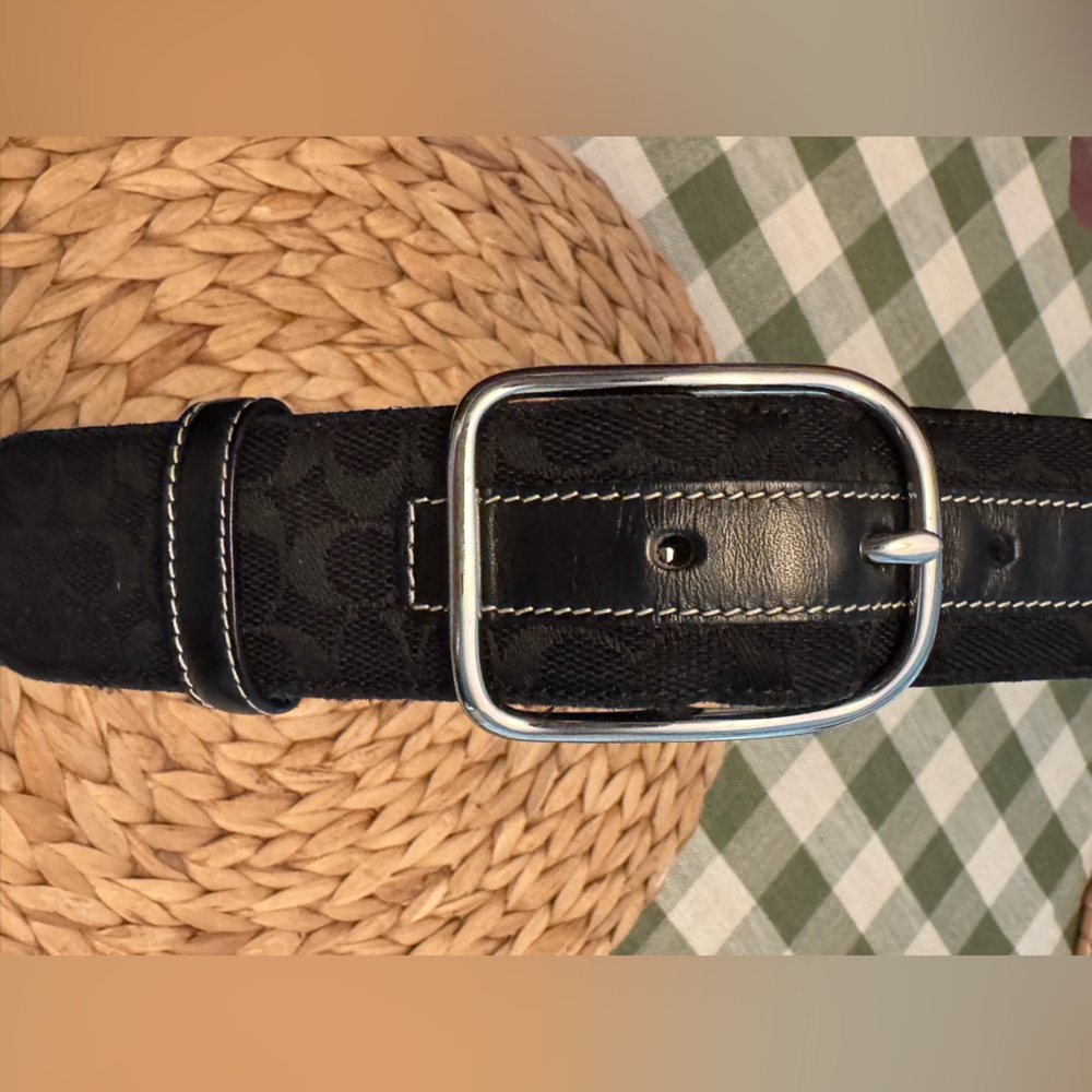 Coach Black Belt with Silver Buckle